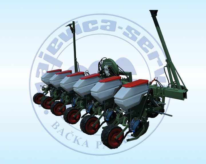 Pneumatic precision seed drill, 6 rows, plastic seeding unit
